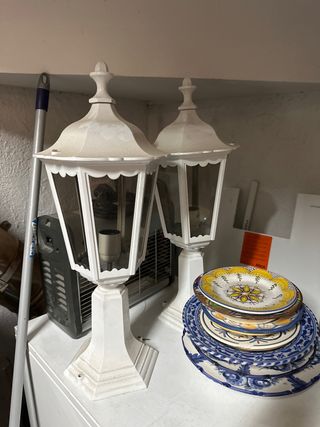 Pareja Faroles Blancos Decorativos