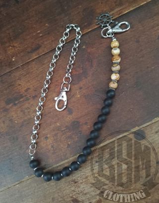 Catena portafoglio pietre nere/beige