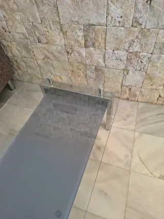 Mesa de centro cristal y metal