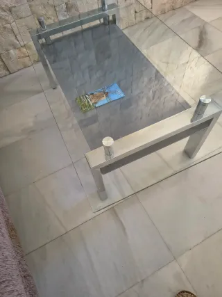 Mesa de centro cristal y metal