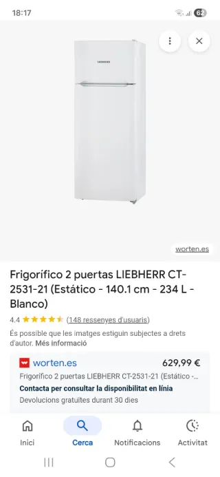 Nevera Liebherr 2 puertas CT-2531