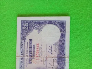 Billete 25 Pesetas Banco de España 1954 usado.