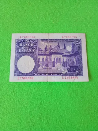 Billete 25 Pesetas Banco de España 1954 usado.
