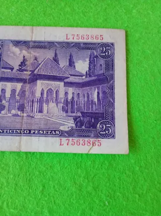 Billete 25 Pesetas Banco de España 1954 usado.
