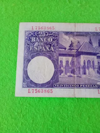 Billete 25 Pesetas Banco de España 1954 usado.