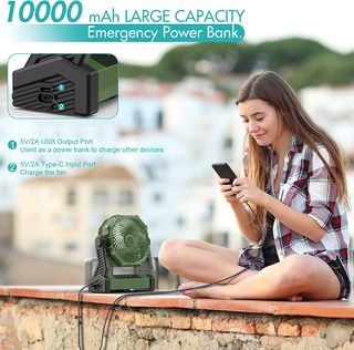 Ventilatore da Campeggio Portatile con Torcia LED