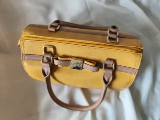 Borsa bauletto " Gaudi " gialla con dettagli beige