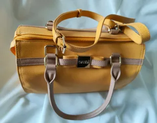 Borsa bauletto " Gaudi " gialla con dettagli beige