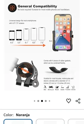 Soporte para Móvil manillar Bici patinete moto.