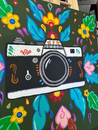 Cuadro pintado a mano: Cámara de fotos