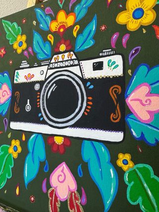 Cuadro pintado a mano: Cámara de fotos