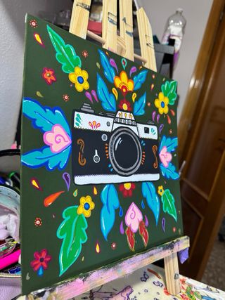 Cuadro pintado a mano: Cámara de fotos