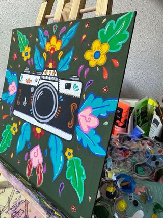 Cuadro pintado a mano: Cámara de fotos