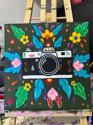Cuadro pintado a mano: Cámara de fotos