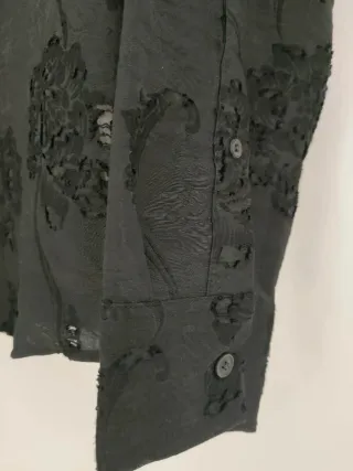 Camisa Zara Jacquard Textura Negra