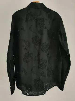 Camisa Zara Jacquard Textura Negra