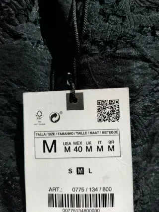 Camisa Zara Jacquard Textura Negra