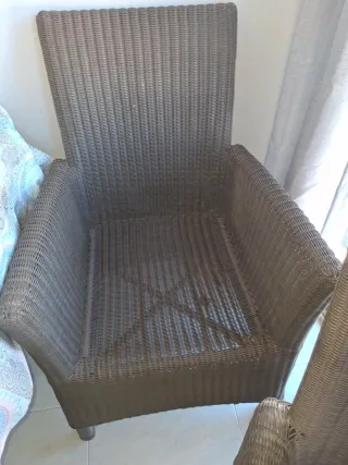 2 Sillas Mimbre Jardin Mimbre Marrón