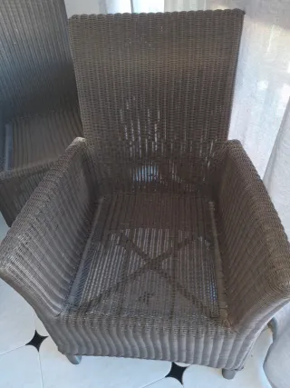 2 Sillas Mimbre Jardin Mimbre Marrón