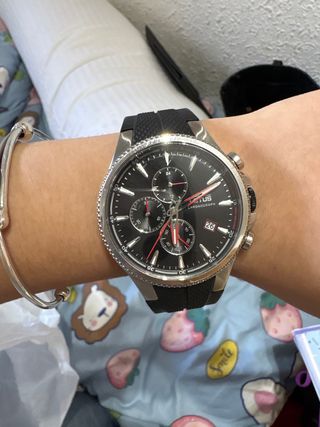 Reloj Lotus Cronógrafo Negro y Plateado