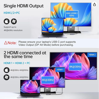 Hub USB C a dual HDMI 4K + 1 PD 3.0 + 1 USB 2.0