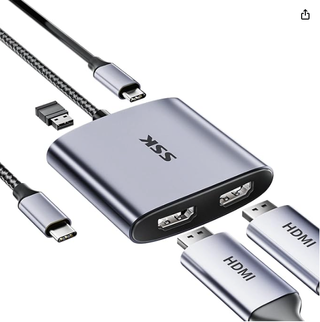 Hub USB C a dual HDMI 4K + 1 PD 3.0 + 1 USB 2.0