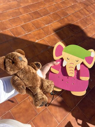 Lámpara Elefante Madera Rosa y oso