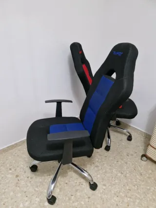 2 Sillas Gaming Tempest Negra y Roja/azul