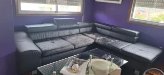 Sofá Chaiselongue Polipiel Negro