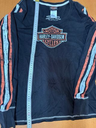 Camiseta Harley-Davidson Manga Larga Negra Naranja
