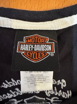 Camiseta Harley-Davidson Manga Larga Negra Naranja