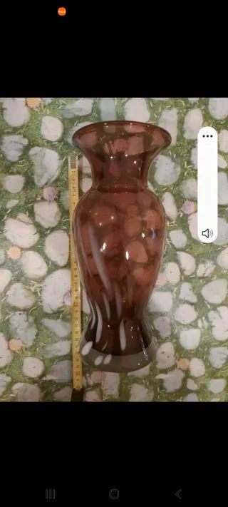 Vaso vintage vetro colorato oro e borgogna