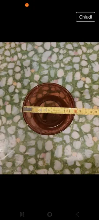 Vaso vintage vetro colorato oro e borgogna