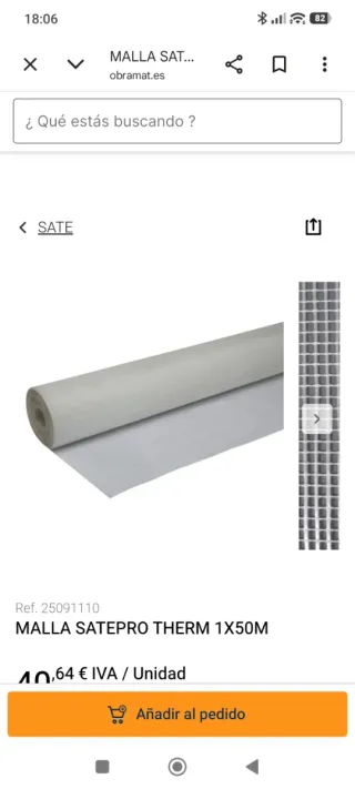 Malla Satepro Therm 1x50m Fibra Vidrio 160gr