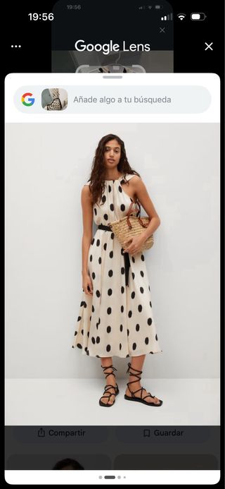 Vestido de fiesta lunares beige y negro