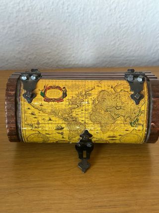 Cofre Madera Mapa Vintage
