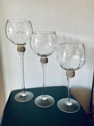 Set 3 Copas Decoración Cristal