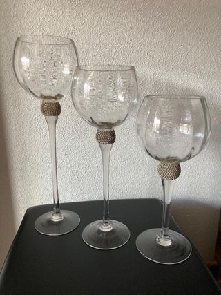 Set 3 Copas Decoración Cristal