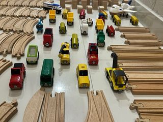 Lote tren madera ciudad y accesorios