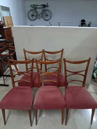 Juego de 4 Sillas Comedor Madera y Tela
