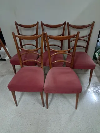 Juego de 4 Sillas Comedor Madera y Tela