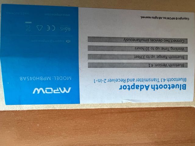 Receptor Bluetooth MPOW 4.1 Transmisor Coche Hogar