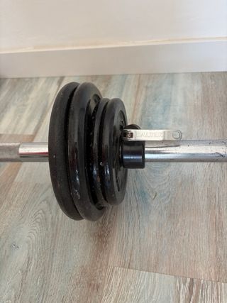 Barra de musculación con discos