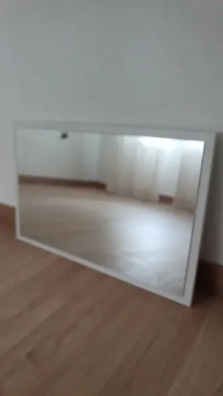 Espejo Marco Blanco Madera y Cristal