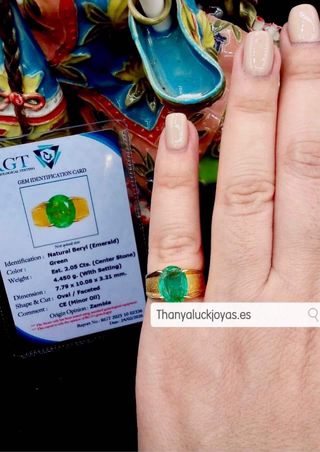 Anillo Esmeralda Natural Zambia Certificado Oro
