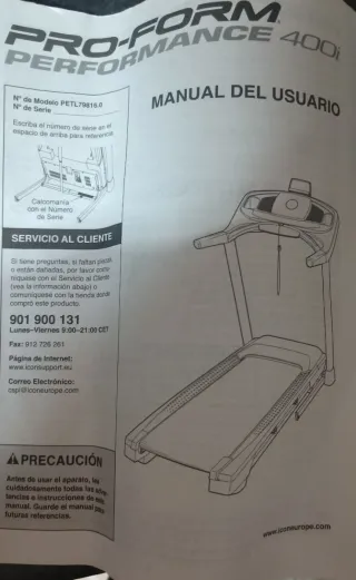 Cinta de Correr Pro-Form 400i Fit. Casi sin uso.