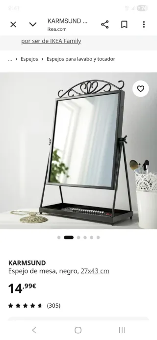 Espejo de Mesa IKEA Karmsund Negro