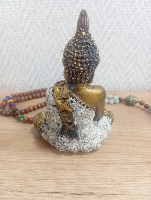 Buda Tailandés  Mudra Dorado y Blanco 14cm