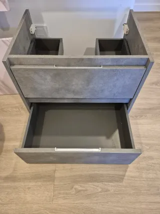 Mueble de baño 60cm gris cemento y blanco