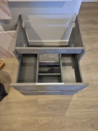 Mueble de baño 60cm gris cemento y blanco